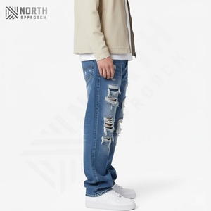 Pantalones Vaqueros de Mezclilla para Hombre, Venta Caliente 2025, Cierre de Botones, Alta Calidad, Corte Recto, Personalizados OEM, Vaqueros Rotos para Hombre - Product Image 3