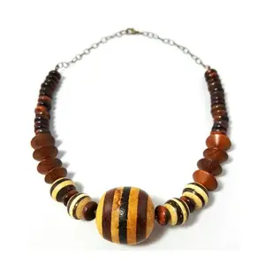 Upcoming Design Wood Necklace Jewellery Gift Natural Wood wood Resin Sweater Pendant Chain Necklace From Indian Supplier