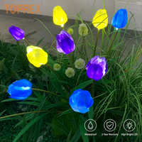 TOPREX Fleurs de tulipes LED étanches IP65 60 cm, décorations de jardin d'extérieur, Noël, Saint-Valentin, Halloween, éclairage de chemin