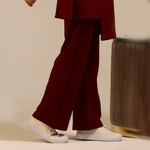 Pantalon de détente pour femme, coupe droite, taille élastique, en maille douce, style décontracté, finition urbaine et discrète, prix usine, facile à porter - Product Image 2
