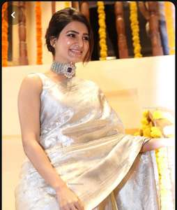 Sari de Fiesta de Boda Estilo Bollywood Inspirado en Samantha, Impresionante Look 2025, Sari Étnico Indio de Seda con Blusa Zari para Chicas - Product Image 3