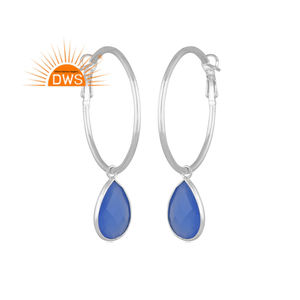 Dernière conception faite à la main Hydro Blue Calcedony Gemstone Dangle Boucle d'oreille Fabricant de bijoux personnalisés - Product Image 1