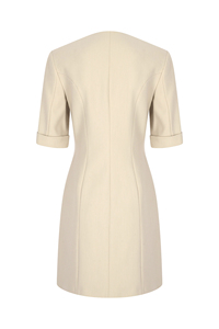 Vente en gros de robe d'été élégante avec boutons avant et demi-manches pour femmes, style décontracté, bureau, mode, ligne A avec poches - Product Image 2