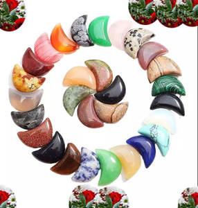 Impressionnant sculpture à la main pierre gemme taille 8MM forme de lune multi pierre demi sculpture naturelle pierre en vrac utilisation pour la fabrication de bijoux - Product Image 1