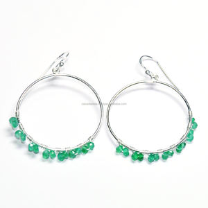 Pendientes artesanales de Plata de Ley 925, joyería de plata Artificial, joyería exótica fina a la moda, aretes de ónix - Product Image 1