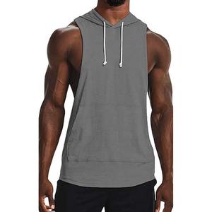 Camiseta sin mangas atlética de gran tamaño para hombre, ropa deportiva de entrenamiento informal curvada para gimnasio, Camiseta deportiva personalizada con capucha muscular, tejido de punto para Fitness - Product Image 1