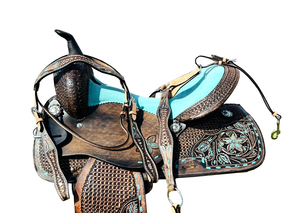 Juego de tachuelas de cuero genuino de primera calidad, monturas de carreras occidentales e inglesas para montar a caballo - Product Image 3