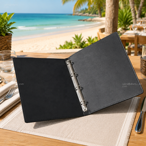 Cubierta de Menú de Cuero PU Negro con Logotipo Grabado, Tamaño y Color Personalizables, Capacidad para Múltiples Páginas - Marca DIVRIS - Product Image 2