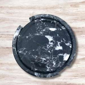 Handcrafted Zebra Marble Coaster Set Black And White Natural Stone Coasters Set Of 6 - Product Image 1