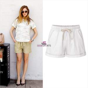 Summer New Women's Fashion Drawstring Pants Solid Color Lacing <b>Shorts</b> <b>Wide</b> <b>Leg</b> Casual <b>Short</b> Pants Summer <b>Shorts</b> - Product Image 5