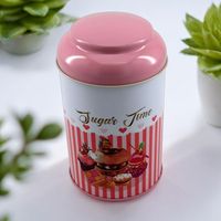 Luxueux 1.2L métal étain 105mm x 150mm couvercle dôme pour bonbons sucre rose ligne fond Offset imprimé Surface étain plaque matériel