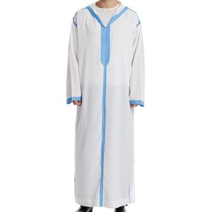 Thobe musulman pour homme à manches courtes, couleur brun tan, col en V, détails brodés, Jubba islamique, Kandura, Dishdasha, vêtements arabes d'été - Product Image 5