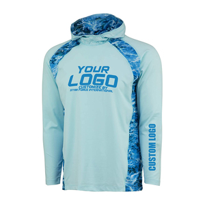 Sublimación de protección solar personalizada, camisetas de pesca de manga larga, camisa de pesca de secado rápido deportiva en blanco con capucha y cubierta facial - Product Image 1