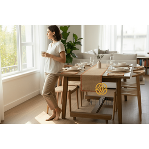 Handmade Crochet Raffia <b>Table</b> <b>Runner</b> Knitted Decorative <b>Table</b> Mat for <b>Dining</b> <b>Table</b> Natural Aesthetic Home Decor - Product Image 2