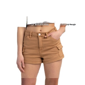Outdoor/Casual Wear Women's Skinny Breathable Cotton Twill Cargo Shorts Ruffles Custom Logo Quick Dry Eco-Friendly High Quality - Product Image 3