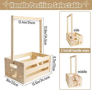 Cesta de madera para regalos de bebé Cesta de almacenamiento de bebé con asa Cesta de regalo de ducha para niños Niñas Regalos de <span class=keywords><strong>embarazo</strong></span> Nuevos padres - Product Image 2