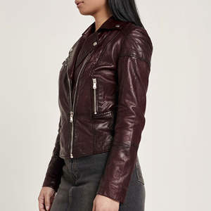 Chaqueta de Cuero de Moda para Mujer, Nueva Colección, Alta Calidad, Venta al Por Mayor, Cuero Genuino Transpirable, Forro de Lana Personalizable - Product Image 5