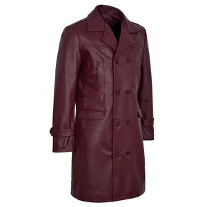 เสื้อโค้ทหนังสไตล์ซาฟารีสำหรับผู้ชายเสื้อแจ็คเก็ตหนังยาว2024เทรนด์สินค้าใหม่ - Product Image 2