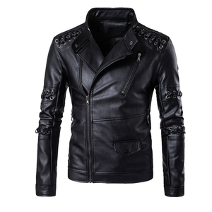 High Quality Men's Winter Leather <b>Canvas</b> <b>Jacket</b> with Stand Collar Front Logo Customizable Design Windproof & Breathable - Product Image 1