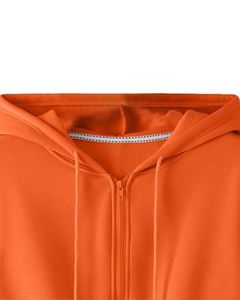 Sweat à capuche zippé orange pour femme, sweat-shirt à capuche décontracté, streetwear, veste en polaire à manches longues, vêtements d'automne et d'hiver - Product Image 4
