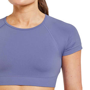 Hauts courts écologiques personnalisables pour femmes été à manches courtes vêtements actifs pour Yoga Gym T-shirts d'entraînement vêtements de sport - Product Image 2