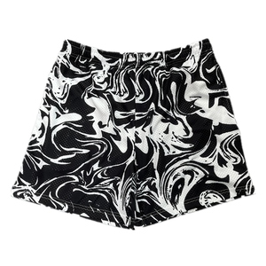 Short de bain imprimé en polyester confortable pour homme Short de course à taille élastique en velours côtelé avec cordon de serrage en maille - Product Image 1