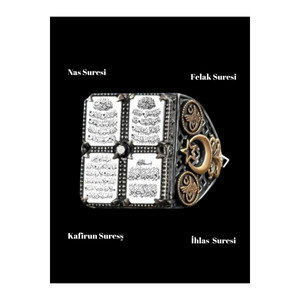 Anello in Argento con Tughra Incisa e Luna Crescente a 4 Sura: Un Incontro tra Spiritualità e Nobiltà - Product Image 2