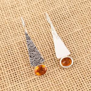 Oval Citrine <b>Dangle</b> <b>Earrings</b> 925 Sterling Silver November Birthstone Jewelry Women Gift Elegant Luxury - Product Image 6