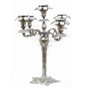 Five Arms <b>Silver</b> Plated Handmade Decorative Candelabra <b>Candle</b> <b>Holder</b> for Home Decorative Wedding and Party Decoration - Product Image 3