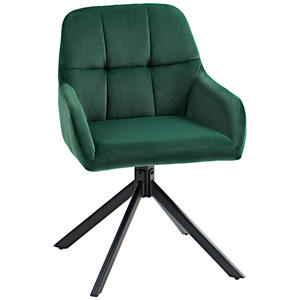 Para sillón moderno de terciopelo con asiento giratorio Reposabrazos y patas de acero Material de poliéster Verde - Product Image 1