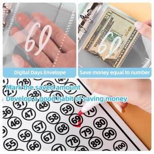 A5 and A6 Size PU <b>Leather</b> Budget <b>Binders</b> Cash Saving Embossed/Stamped High Quality Notebook for Filing Products - Product Image 3