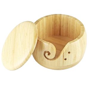 Cuenco de hilo de madera pulida Madera para ganchillo Cuenco de tejer de gran tamaño 7 "x 4" Pulgadas Uso hecho a mano y producto de venta Estilo japonés - Product Image 1
