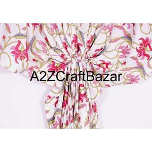 100% Cotton V-Neck <b>Short</b> Sleeve Midi Bodycon <b>Dress</b> Ruffles <b>Floral</b> Print Formal Regular Fit Breathable Summer Party Wear - Product Image 2