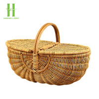 BEST SELLER Paniers de rangement en rotin tressé à la main, grande taille, naturels, écologiques, modernes, pour pique-nique en extérieur, cueillette et courses
