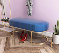 Tabouret ottoman en velours Design classique luxueux haut de gamme banc long pieds en métal pour chambre canapé-lit Style moderne le plus demandé