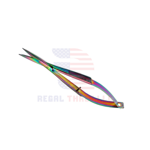 Paquete de tijeras para bordado artesanal de 2 piezas 4,5 cuchillas rectas y curvas de acero inoxidable multicolor con borde dentado - Product Image 2