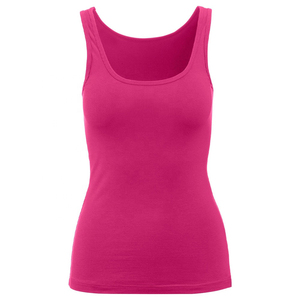 Camiseta de Tirantes de Punto de Color Sólido de Alta Calidad para Mujer, Cuello Redondo, Sin Mangas, Largo Regular, Estilo Casual, Color Rosa Fucsia - Product Image 1