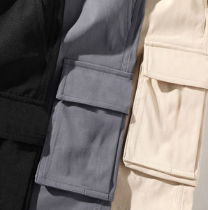 Short Cargo de haute qualité pour hommes avec taille élastique multi-poches motif solide toile Streetwear Style décontracté en gros coton - Product Image 6