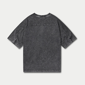 À la mode 100% coton lavé à l'acide hommes été tenue décontracté personnalisé imprimé Logo coupe ample respirant grande taille T-Shirts - Product Image 2