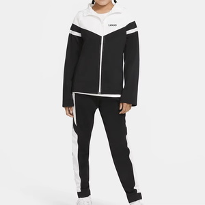 2025 Niños Venta al por mayor Nuevo diseño Ajuste regular con logotipo personalizado Chaqueta con cremallera completa y Joggers Chándal Conjunto para niños Color de dos tonos - Product Image 1