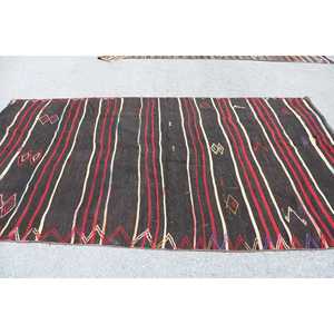 พรมตุรกีขนาด 5.9x10.2 ฟุต พรมโบราณขนาดใหญ่ พรมลายดอกไม้สีดำแดง - Product Image 3