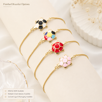 Bracciale con ciondoli a forma di tartaruga smaltati personalizzabili, base in ottone placcato oro 18k, catena a maglia box, bracciali rigidi per donne e bambini