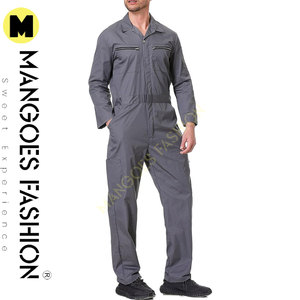 Ropa DE TRABAJO Comfort Men's Long Sleeve Action Back Overall con bolsillos con cremallera-Uniforme mecánico en elegante color gris - Product Image 2