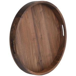 Bandeja de Almacenamiento Ovalada de Madera Maciza Premium con Asas Lisas Recortadas, Borde Elevado Profundo, Grano Rico, Ideal para Desayuno, Café y Decoración del Hogar - Product Image 5
