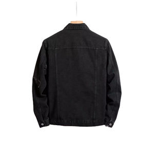 Chaqueta vaquera holgada para hombre al por mayor, chaqueta vaquera sencilla vaquera de manga larga con un solo botón para hombre - Product Image 6