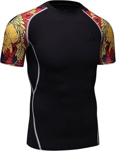 Rashguard d'entraînement de combat de bonne qualité, impression par transfert thermique, hommes, spandex/nylon, séchage rapide, manches courtes, personnalisé, prix raisonnable - Product Image 3