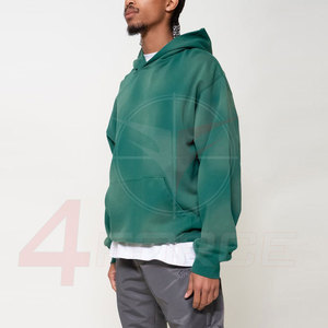 Custom Vintage Look Hoodie for Men Drop Shoulder Design <b>Sun</b> Faded Acid Wash Distressed Embroidery 100% Heavy French Winter - Product Image 2