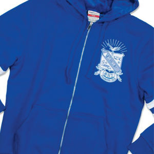 Logotipo personalizado 60% algodón 40% poliéster 350 GSM polar Chenille bordado azul PBS cremallera Sudadera con capucha - Product Image 5