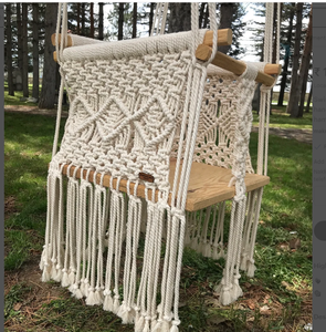 <b>hammock</b> for baby boho dekor ceilling hanging swing OUTDOOR HANDMADE COTTON TWISTED BABY SWING - Product Image 3