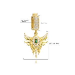 Charme pour bracelet CZ Emerald Phoenix Design 925 Sterling Silver Wholesale Handcrafted Fine Jewelry - Product Image 2